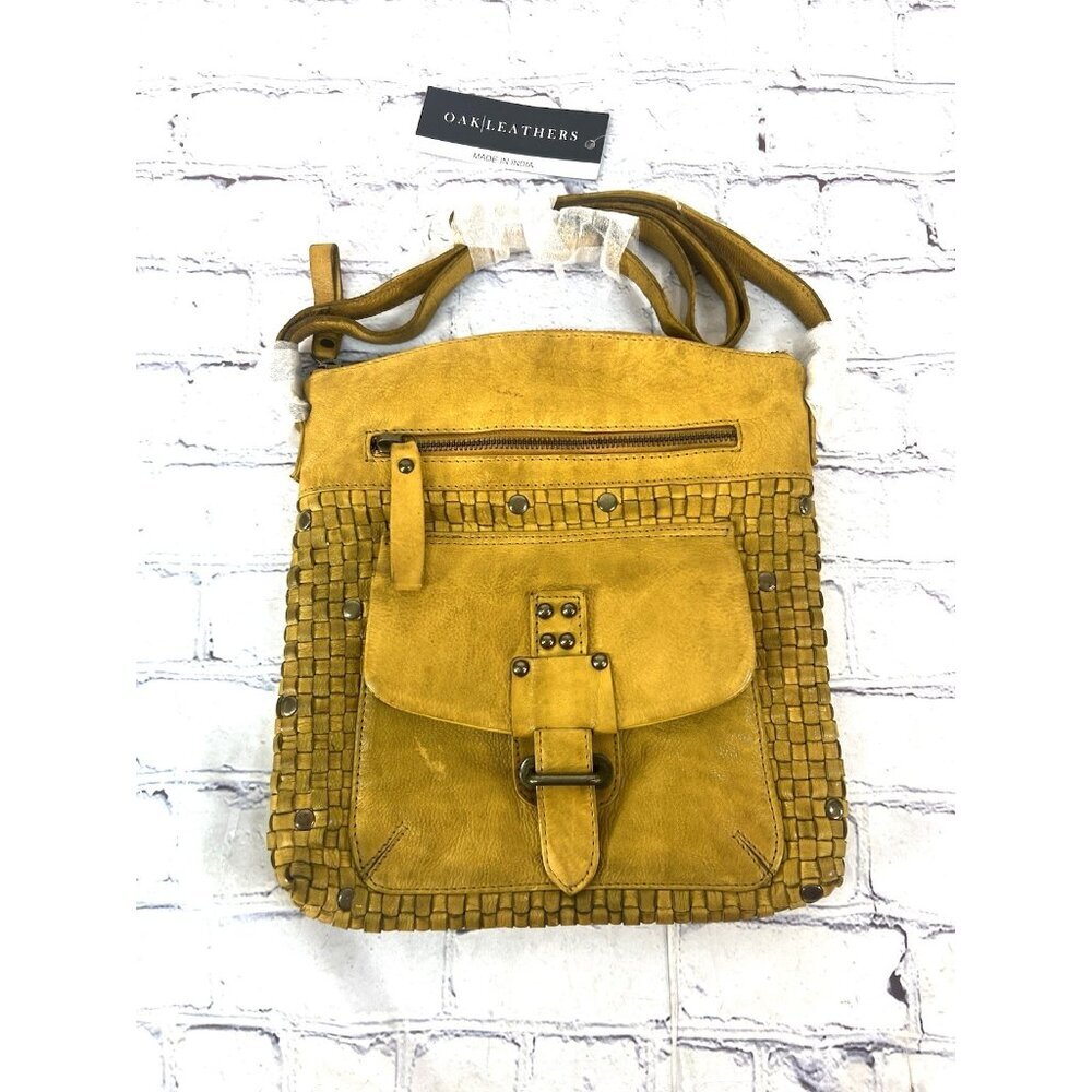 Oak Leathers Crossbody Messenger Shoulder Bag Ember Weave Handmade India‎ - Picture 6 of 6